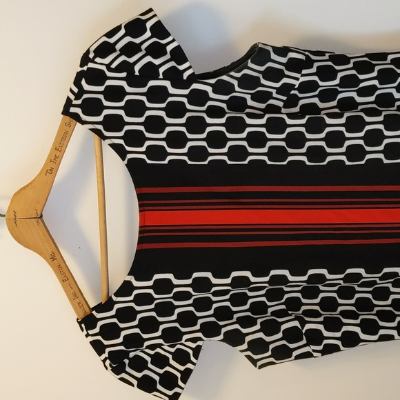 CB Established Women's Size 15 Geometric Print One Piece Lined Career Wear Dress - Picture 2 of 16